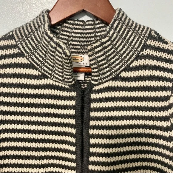 Talbots Gray White Stripe Wool Angora Rabbit Hair Cardigan - Picture 3 of 9